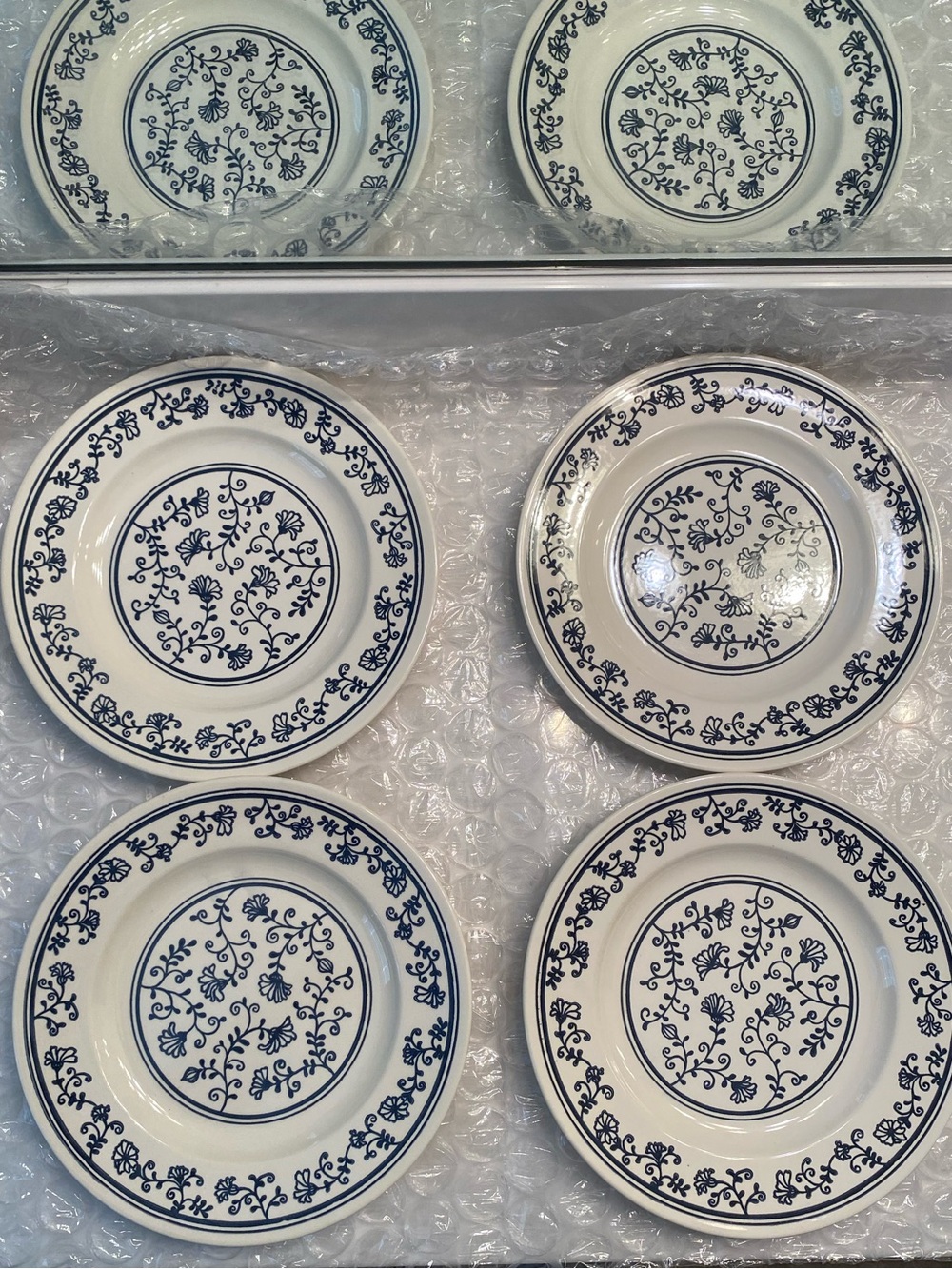 Blue and White Floral Dinner Plates - Set of 4